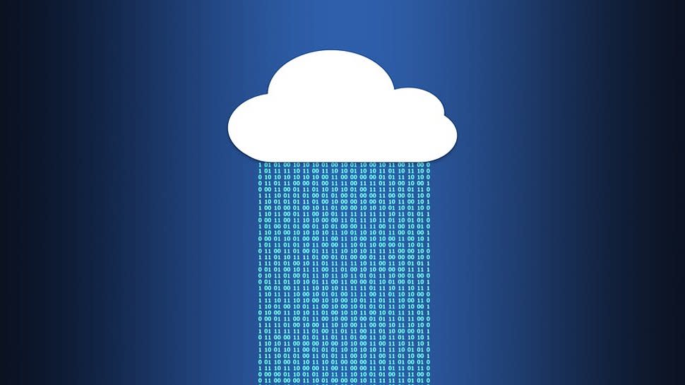  An abstract image of a cloud raining data. 