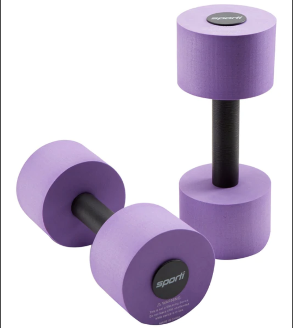 <p><a href="https://www.swimoutlet.com/p/sporti-aquatic-fitness-light-dumbbells-water-weights-8168489" rel="nofollow noopener" target="_blank" data-ylk="slk:Shop Now;elm:context_link;itc:0;sec:content-canvas" class="link ">Shop Now</a></p><p>Aquatic Dumbbells</p><p>swimoutlet.com</p><p>$18.95</p><span class="copyright">swimoutlet.com</span>