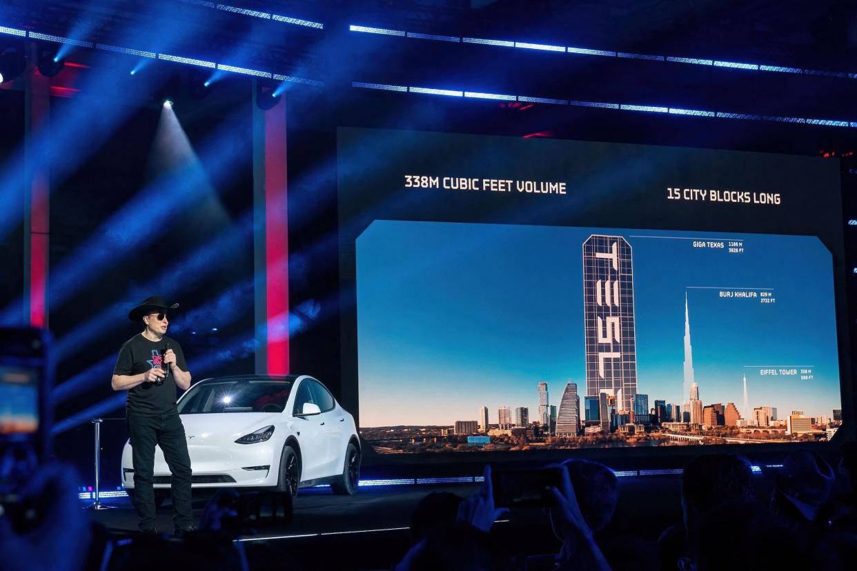 Elon Musk at Tesla factory near Austin