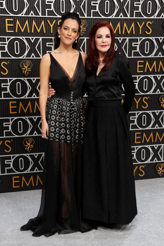 LOS ANGELES, CALIFORNIA - JANUARY 15: (L-R) Riley Keough and Priscilla Presley attends the 75th Primetime Emmy Awards at Peacock Theater on January 15, 2024 in Los Angeles, California. (Photo by Kevin Mazur/Getty Images)<p>Kevin Mazur/Getty Images</p>