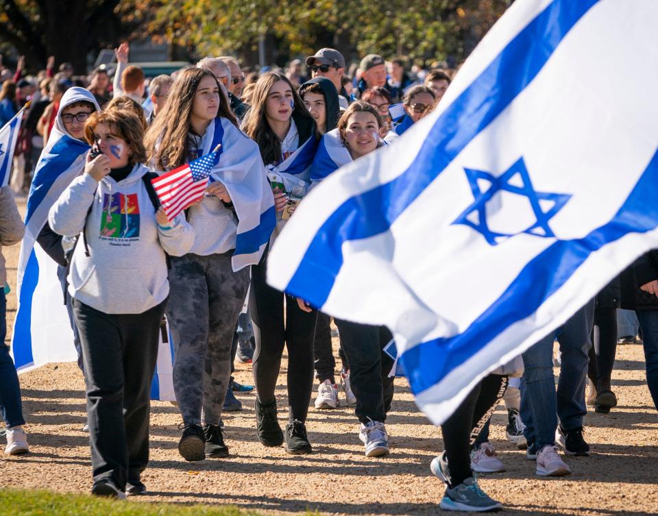 Supporters flock to the National Mall for the "March for Israel" in Washington on Tuesday.