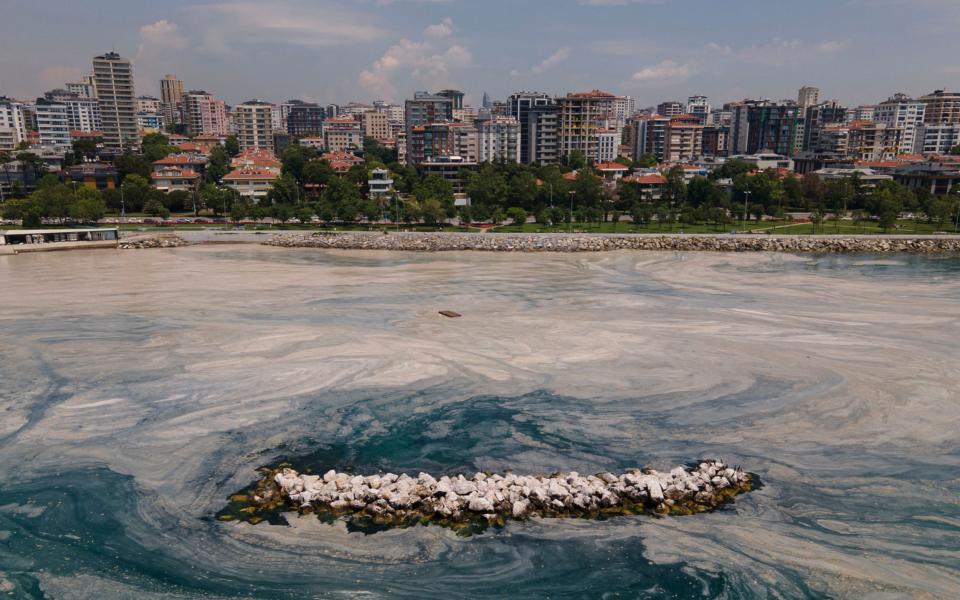 A view of the sea, on the Caddebostan shore, on the Asian side of Istanbul