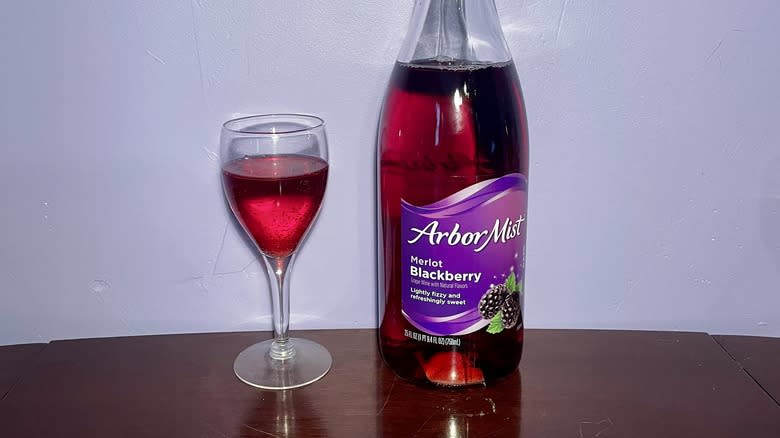 bottle of purple wine
