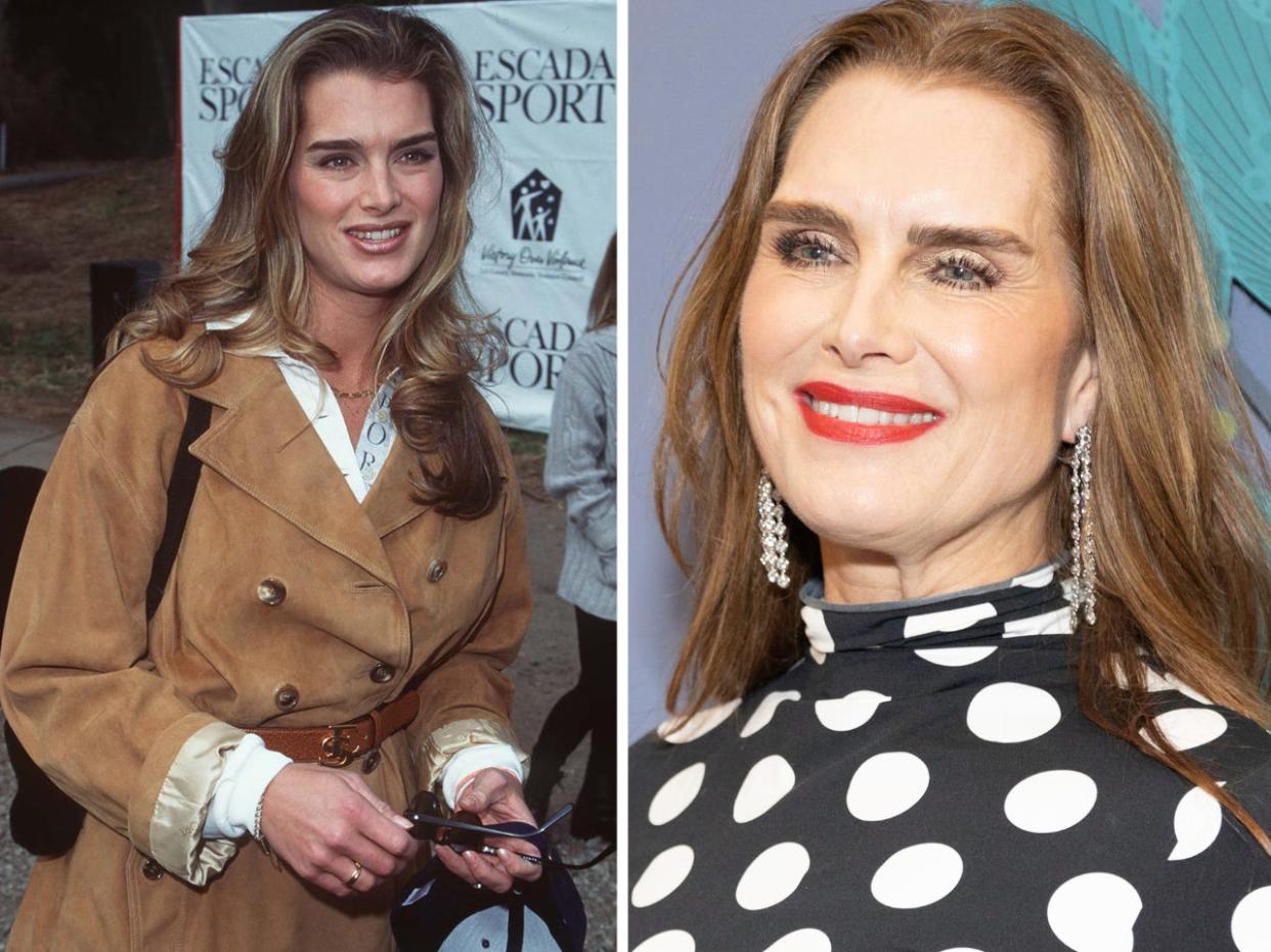 A picture of Brooke Shields now and in 1996.