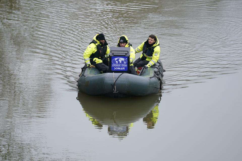 A team from the Specialist Group International search the River Soar on Tuesday (Joe Giddens/PA Wire)