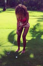 This is a picture of Beyonce playing golf in her underwear in the Dominican Republic. Just because.