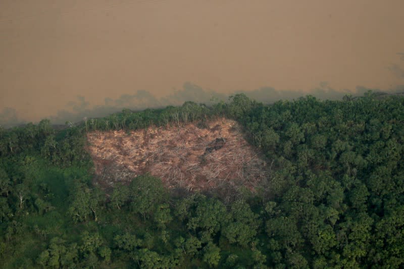 FILE PHOTO: An aerial view shows a deforested plot of the Amazon near Porto Velho