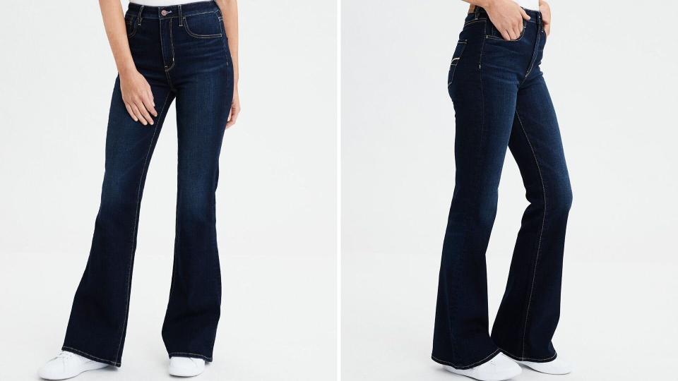 <a href="https://fave.co/2lSxSEa" target="_blank" rel="noopener noreferrer">AE's Highest Waist Flare Jeans</a> are incredibly size inclusive, offered in sizes 00 to 24 in short and long lengths. (Photo: American Eagle)