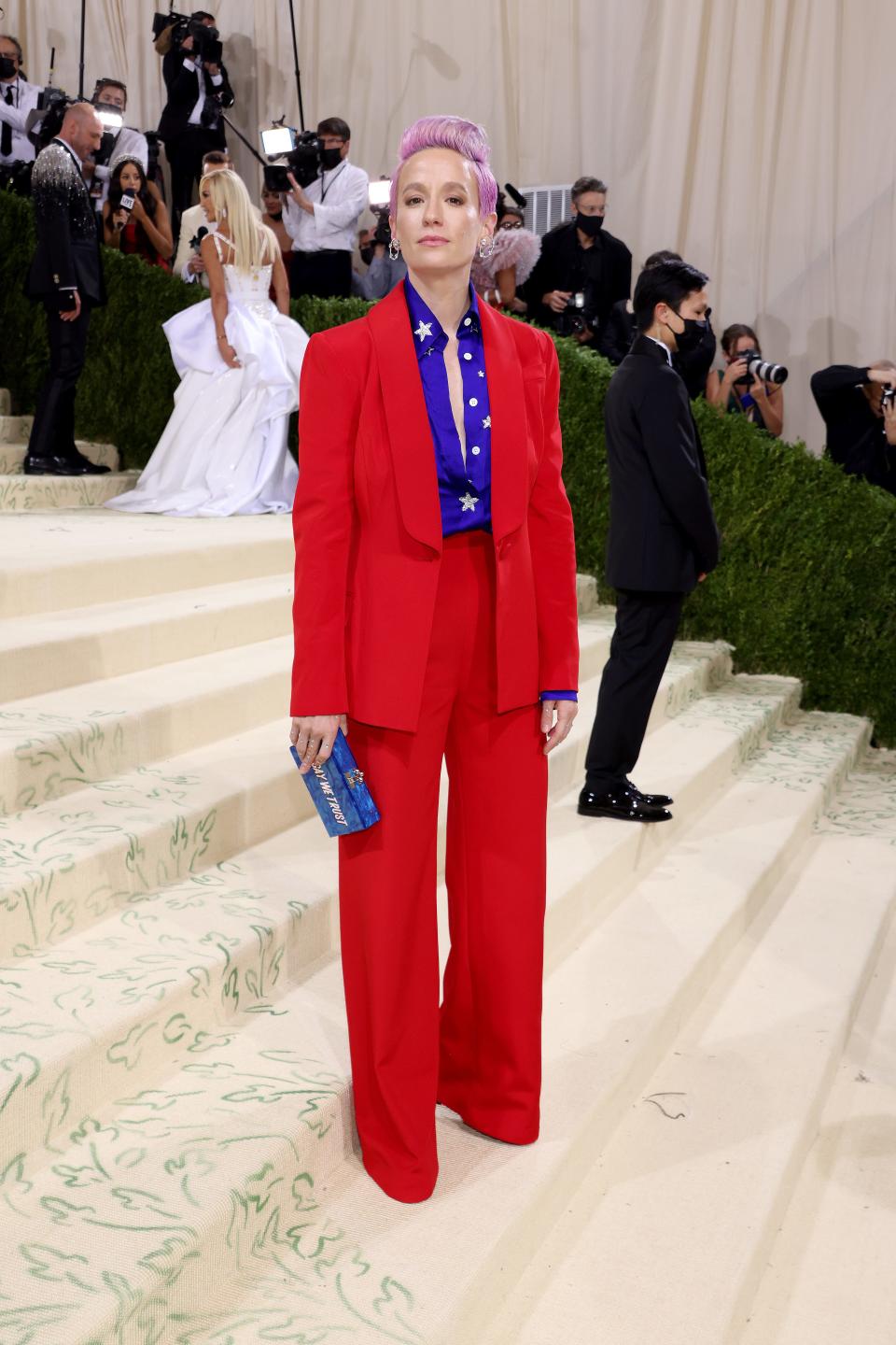 Megan Rapinoe attends The 2021 Met Gala Celebrating In America: A Lexicon Of Fashion at Metropolitan Museum of Art.