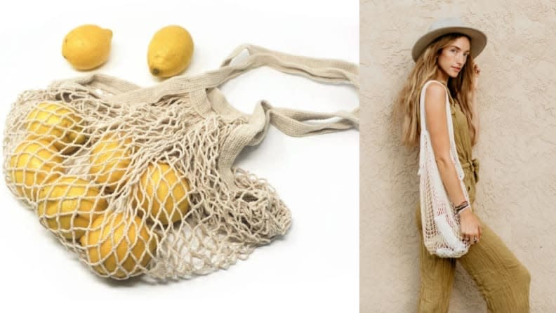 This mesh bag is multi-functional, so feel free to use it for produce or by the pool.