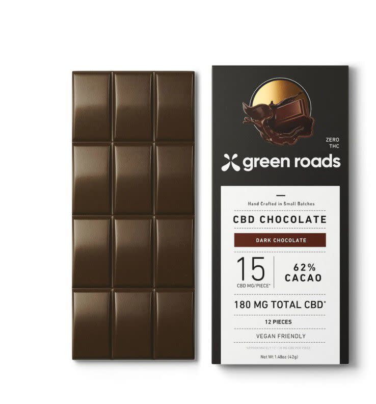 <p>Chocolate lovers will enjoy indulging in this delicious bar of small-batch artisanal chocolate! Each piece contains 15mg of CBD from American-farmed hemp. I would suggest taking 1-2 pieces per sitting. </p><p><br></p><p>Or, if you’d like to try a little bit of everything and the chocolate, get the Self-Care Relax Bundle, which contains bath bombs, CBD capsules, samples of gummies and more, for $99.99 (value $121.96).</p><span class="copyright"> Green Roads </span>