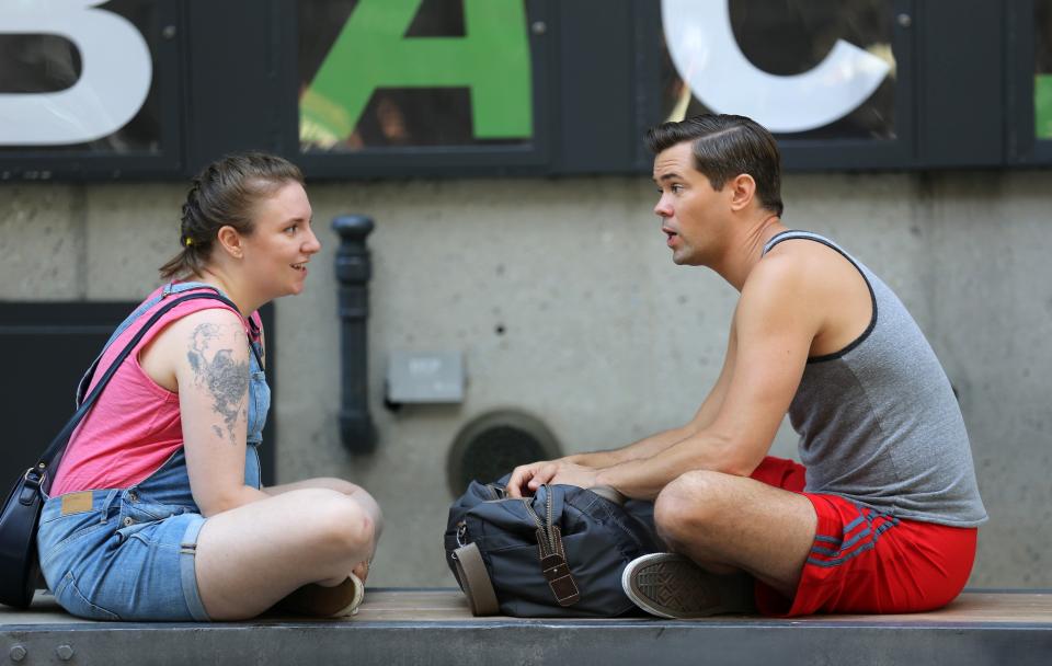 Lena Dunham filming the final season of 'Girls' on August 13, 2016 in New York City.&nbsp;