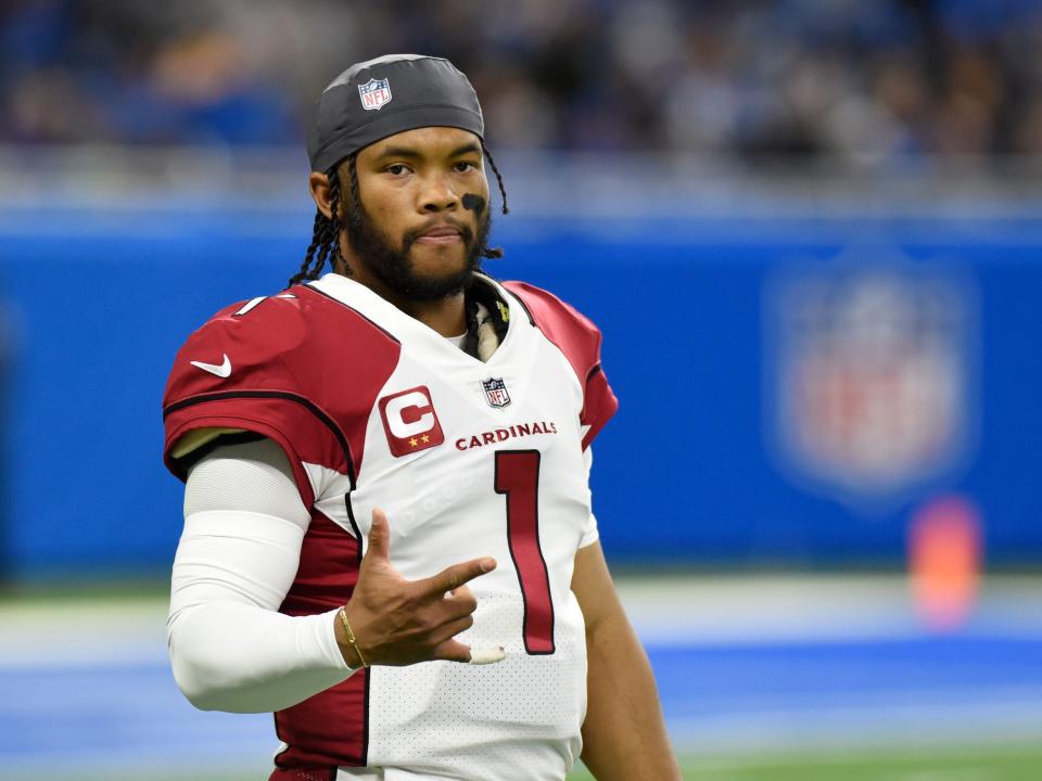 Kyler Murray warms up for a game against the Detroit Lions.