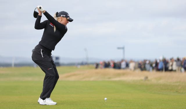 Charley Hull teeing off at the AIG Women's Open