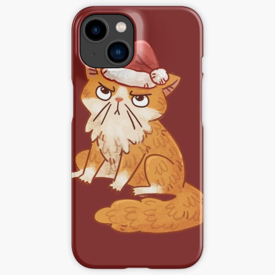 Cat wearing santa hat on an iPhone case