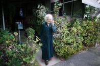 Mary Herring, 78, walks out of her trailer in which she has lived for 20 years, in Village Trailer Park in Santa Monica, July 12, 2012.