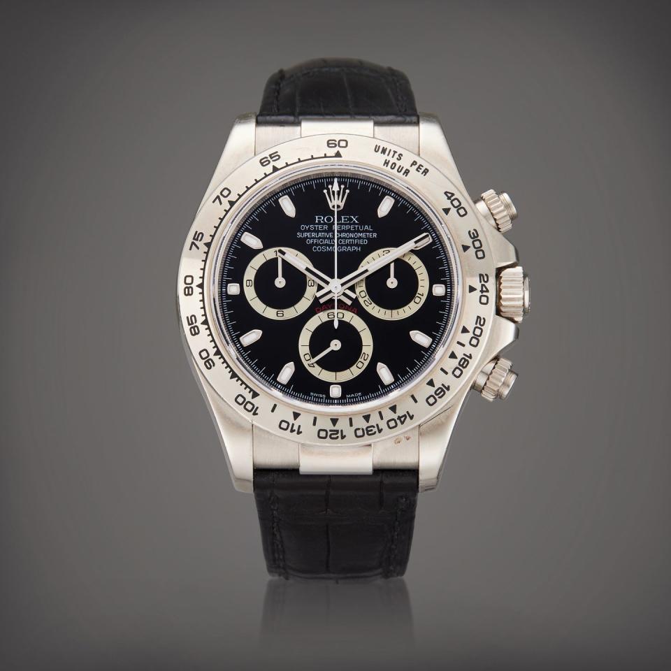 paul newman's rolex reference 116519 daytona, a white gold automatic chronograph wristwatch