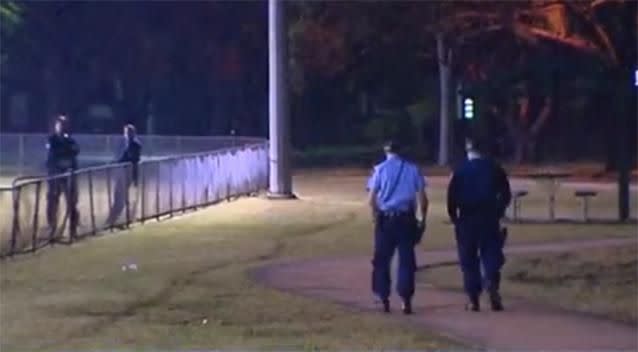 The man was shot about 20 metres from a sport field. Photo: 7 News