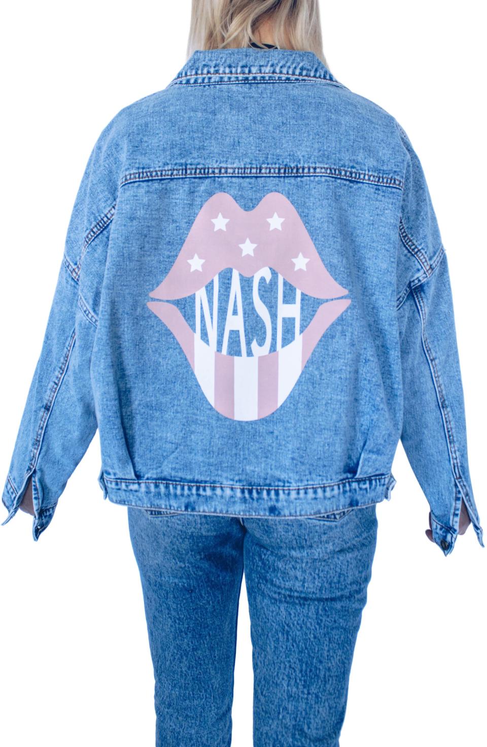 17) Lips City Print Denim Jacket