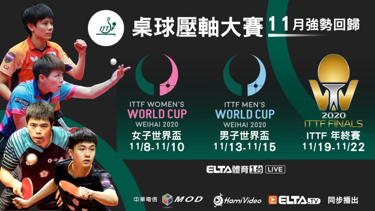 ITTF國際桌總重啟賽季 11月8日起鎖定MOD愛爾達。官方提供