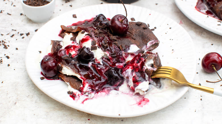  black forest crepes with fork