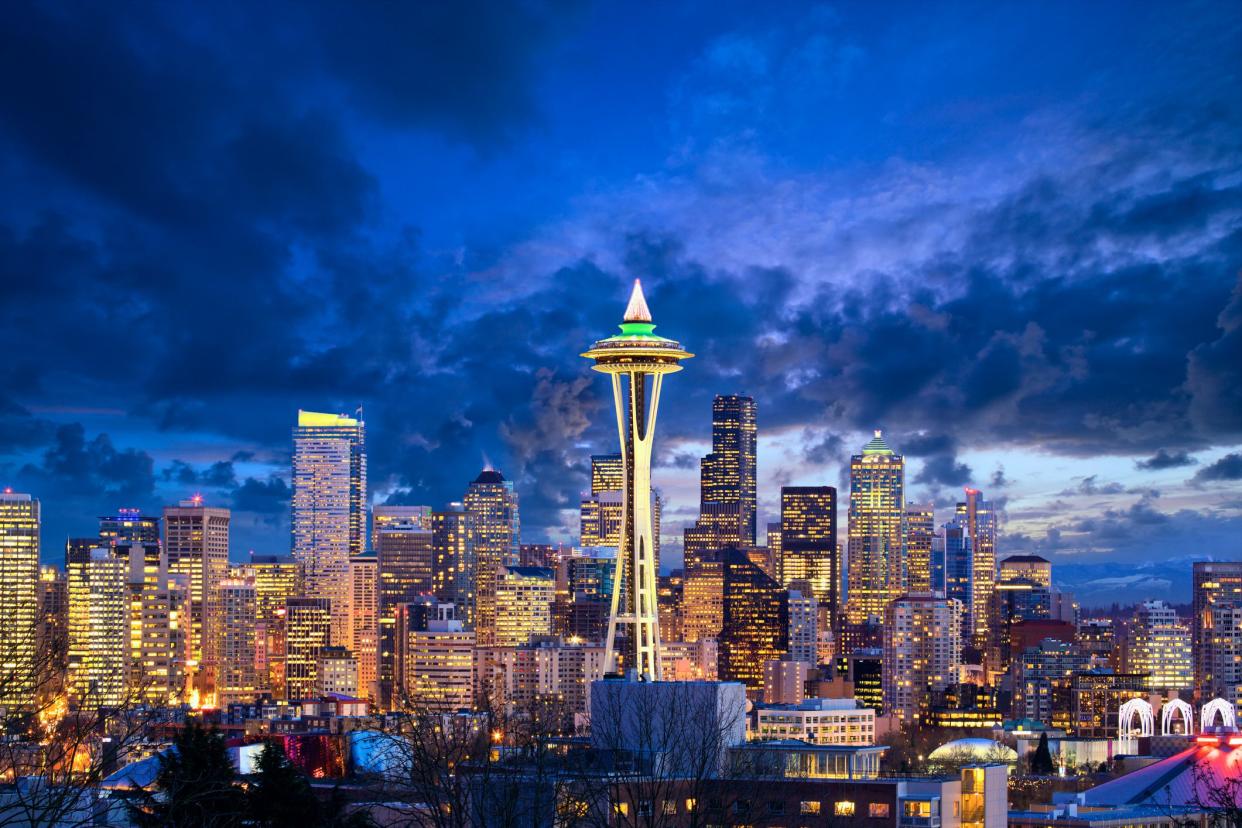 Seattle skyline at dusk, WA, United States