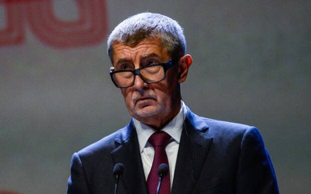 Andrej Babis, prime minister of the Czech Republic, is shown last September in Poland. In late February, he announced severe new restrictions, including compulsory mask-wearing and limiting movement to a person's local district. Most shops, with the exception of food stores, are closed.