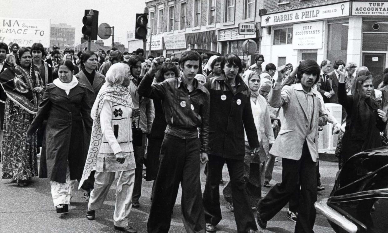 <span>‘If we don’t know our history, we don’t know what we are as a country’ … south Asians follow the hearse at Blair Peach’s funeral in Defiance: Fighting the Far Right.</span><span>Photograph: Mike Hollist/PR</span>