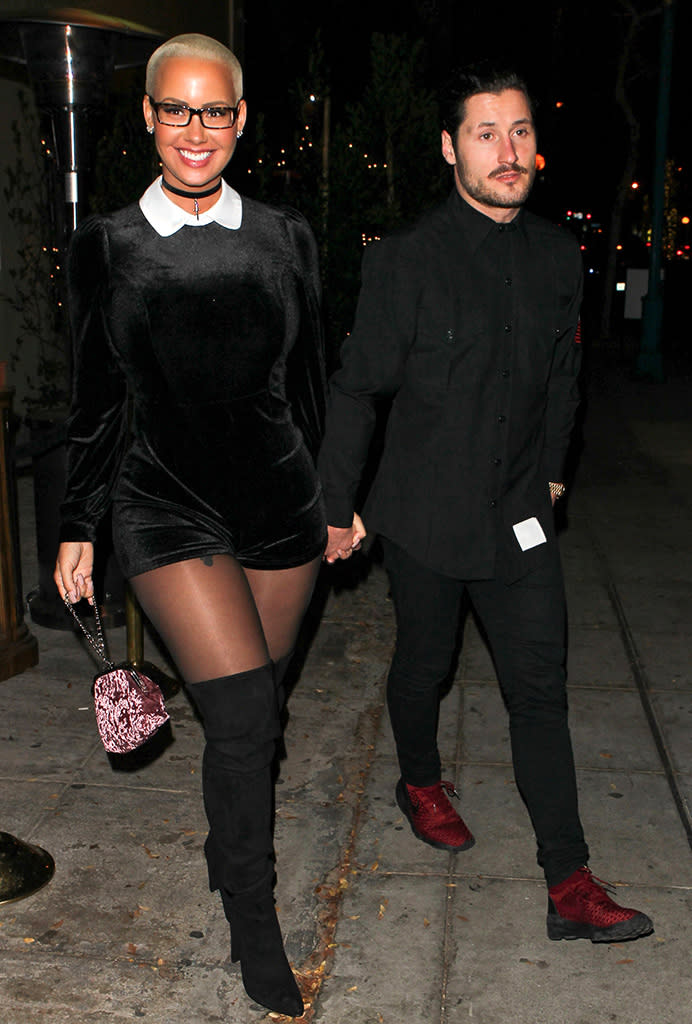 Amber Rose and Val Chmerkovskiy are definitely not hiding their affection for one another. (Photo: AKM-GSI)