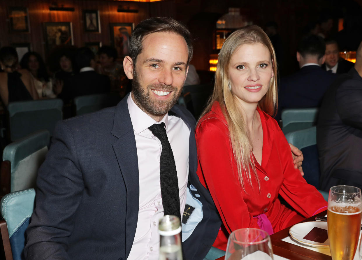 LONDON, ENGLAND - FEBRUARY 12: David Grievson (L) and Lara Stone attend Gymkhana VIP dinner in Mayfair on February 12, 2020 in London, England. (Photo by David M. Benett/Dave Benett/Getty Images for Gymkhana )