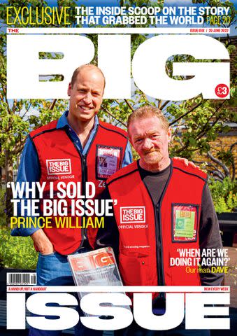Andy Parsons/ The Big Issue Prince William and Dave Martin on the cover of The Big Issue in June 2022.