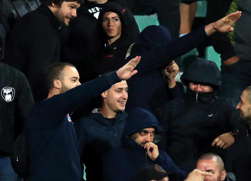 Bulgarian fans made ugly gestures during Monday's Euro 2020 qualifier against England. (Getty)
