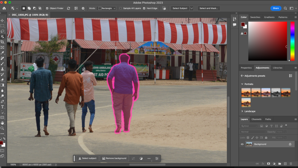 Adobe Photoshop CC (2023) subject selection