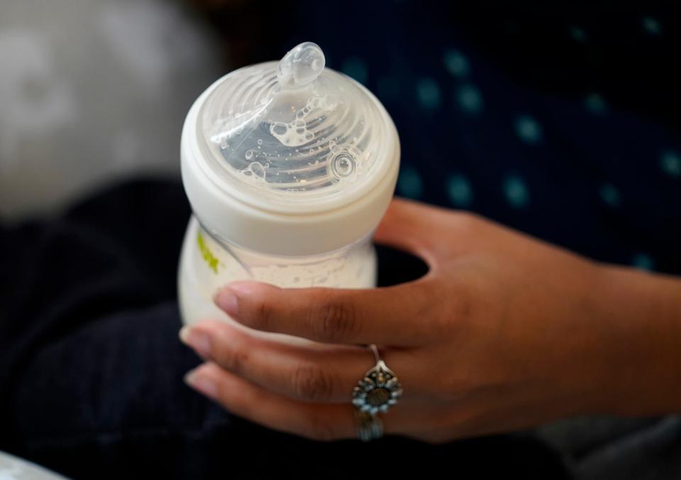 Olivia Godden of San Antonio feeds her infant son, Jaiden, 2 ounces of formula every two hours. She reached out to family and friends, as well as other moms through social media, in efforts to locate baby formula, which is in short supply.