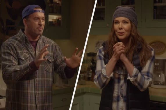 Luke Danes and Lorelai Gilmore arguing in the kitchen