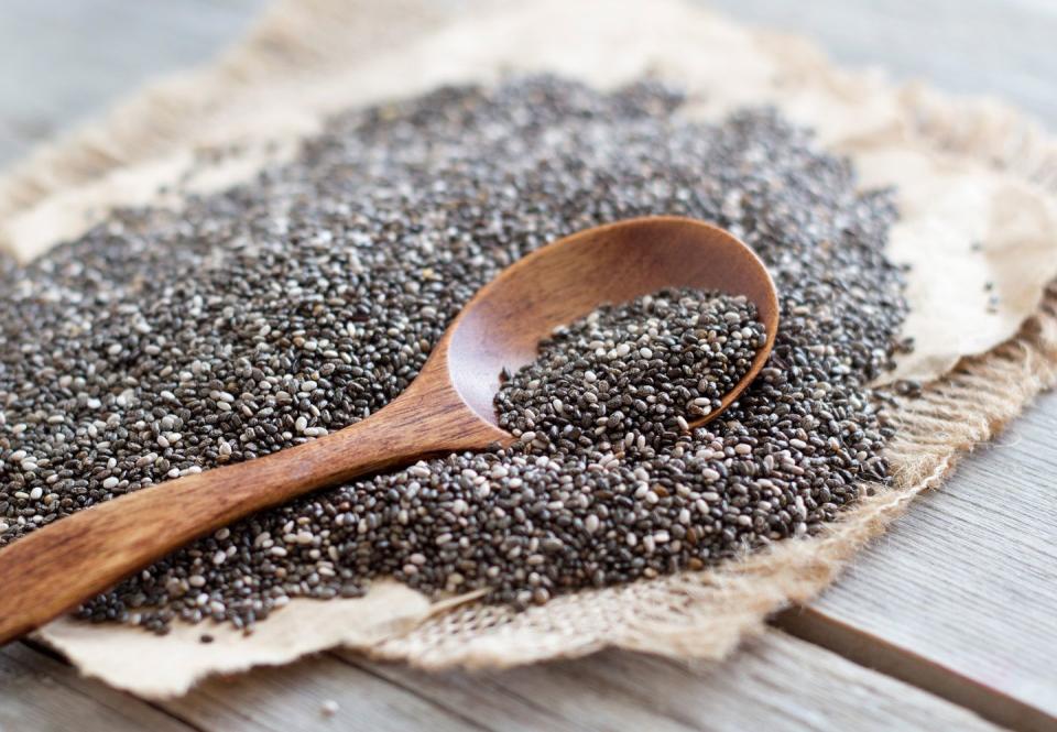<p><a href="https://www.prevention.com/food-nutrition/healthy-eating/a19596889/health-benefits-of-chia-seeds/" rel="nofollow noopener" target="_blank" data-ylk="slk:Chia seeds;elm:context_link;itc:0;sec:content-canvas" class="link ">Chia seeds</a> might be tiny, but their benefits pack a big punch. It contains more protein—a whopping 15 grams per one-ounce serving—than any other seed. Plus, it's rich in heart-healthy omega-3 fatty acids that have also been shown to help support brain health, reduce <a href="https://www.prevention.com/weight-loss/a20458064/new-research-on-how-to-lose-belly-fat/" rel="nofollow noopener" target="_blank" data-ylk="slk:belly fat;elm:context_link;itc:0;sec:content-canvas" class="link ">belly fat</a>, and boost skin health. Since they are basically flavorless, they’re super easy to add to any dish, be it <a href="https://www.prevention.com/food-nutrition/healthy-eating/g25457855/high-protein-smoothies/" rel="nofollow noopener" target="_blank" data-ylk="slk:smoothies;elm:context_link;itc:0;sec:content-canvas" class="link ">smoothies</a>, juices, or yogurts.</p>