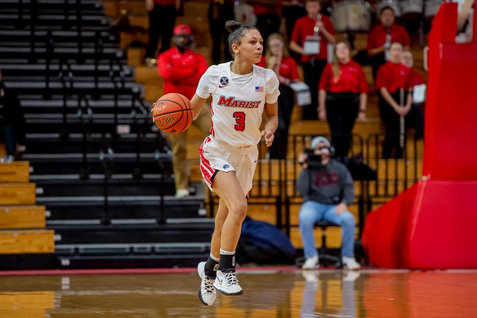 Elmira High graduate Kiara Fisher of the Marist College women's basketball team during the 2022-23 season.