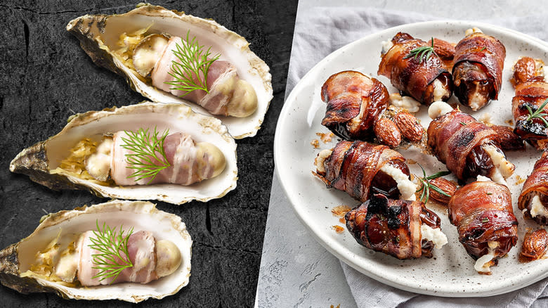 Bacon-wrapped canapés