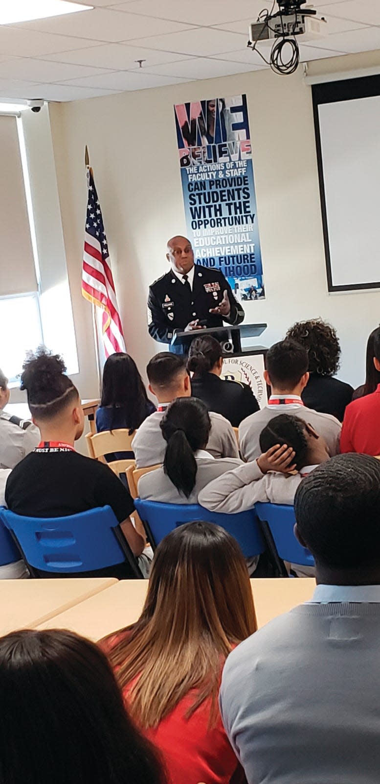 State Command Sergeant Major Earnest Williams Jr., New Jersey Army National Guard, is a graduate of Paterson and Passaic County schools. He often returns to North Jersey to speak with students about career choices and his 35 years in the military.