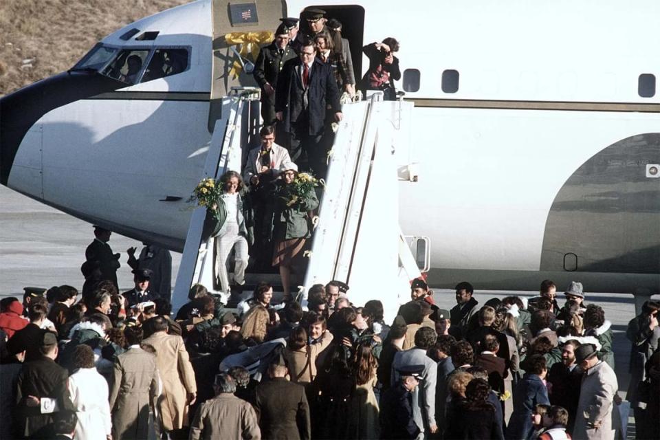 <div class="inline-image__caption"><p>Former hostages arriving in the United States on Jan. 25, 1981, five days after being released by Iran.</p></div> <div class="inline-image__credit">MSGT Deal Toney/U.S. Department of Defense</div>