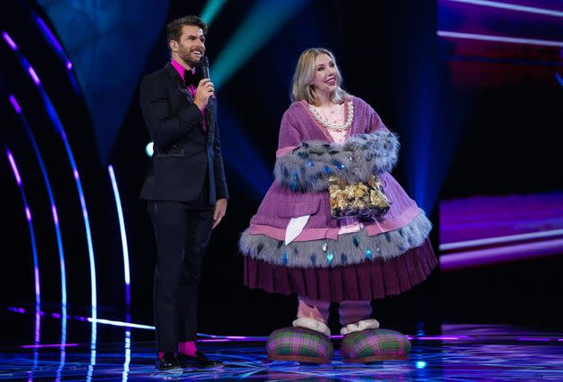 Katherine Ryan with Masked Singer host Joel Dommett