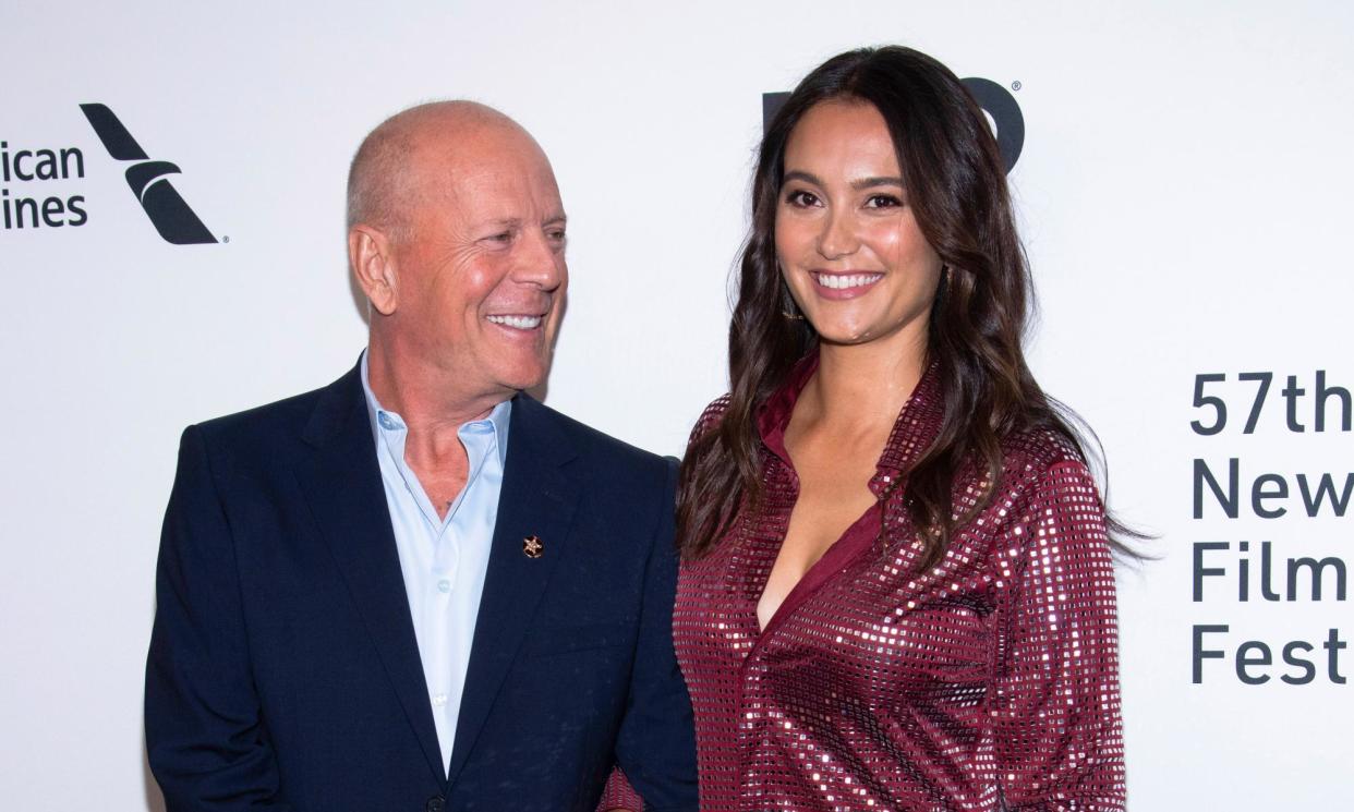 <span>Actor Bruce Willis and his wife Emma Heming Willis at the New York film festival in 2019. She is working on a guide to caregiving that draws upon her experiences tending to her husband who has been diagnosed with frontotemporal dementia.</span><span>Photograph: Charles Sykes/Invision/AP</span>