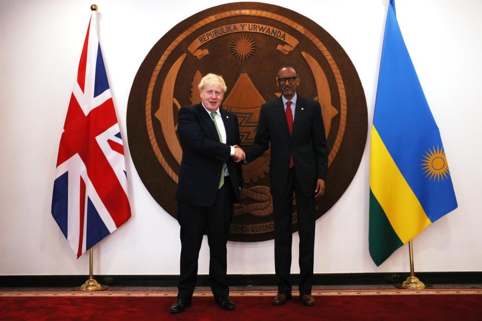 Prime Minister Boris Johnson (left) meets with Rwanda’s President Paul Kagame (Dan Kitwood/PA) (PA Wire)