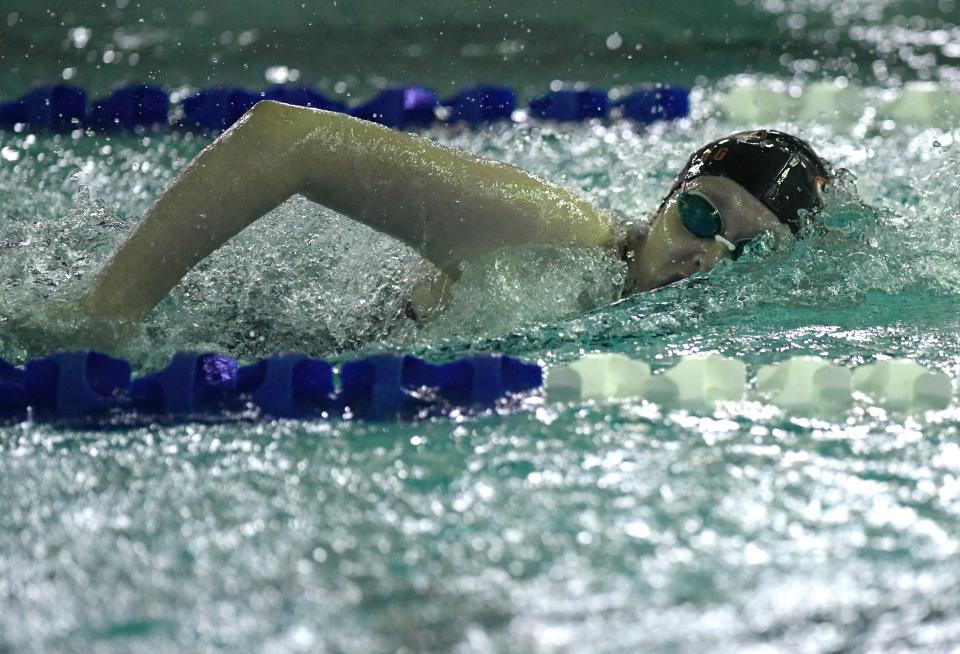 El Paso High's Sarah Wallen competes in the 200 yard IM during the Region 1-5A swim meet, Saturday, Feb. 4, 2023, at Pete Ragus Aquatic Center. Wallen finished with 2:15.05.