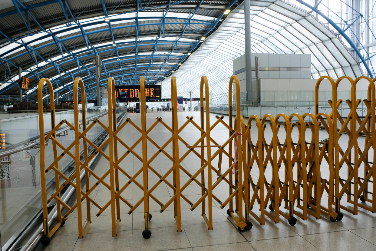 LONDON, UNITED KINGDOM - AUG 20, 2022 -  National rail strike, a quiet train strike day at Waterloo station in London. (Photo credit should read Matthew Chattle/Future Publishing via Getty Images)