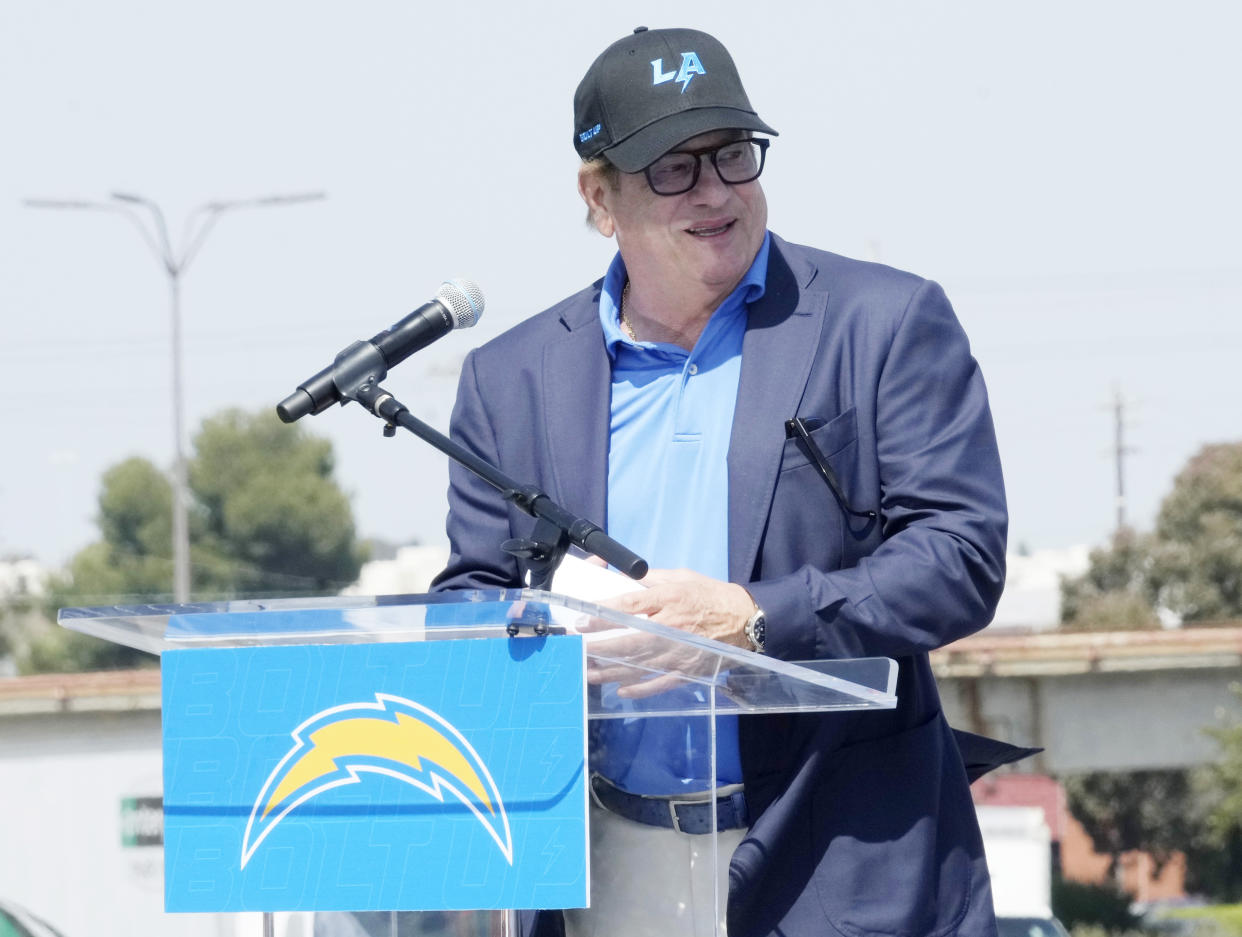 El Segundo, CA - May 18:  Los Angeles Chargers owner Dean Spanos speaks during a ground breaking for the future corporate headquarters and training facility of the Los Angeles Chargers in El Segundo on Wednesday, May 18, 2022. (Photo by Keith Birmingham/MediaNews Group/Pasadena Star-News via Getty Images)