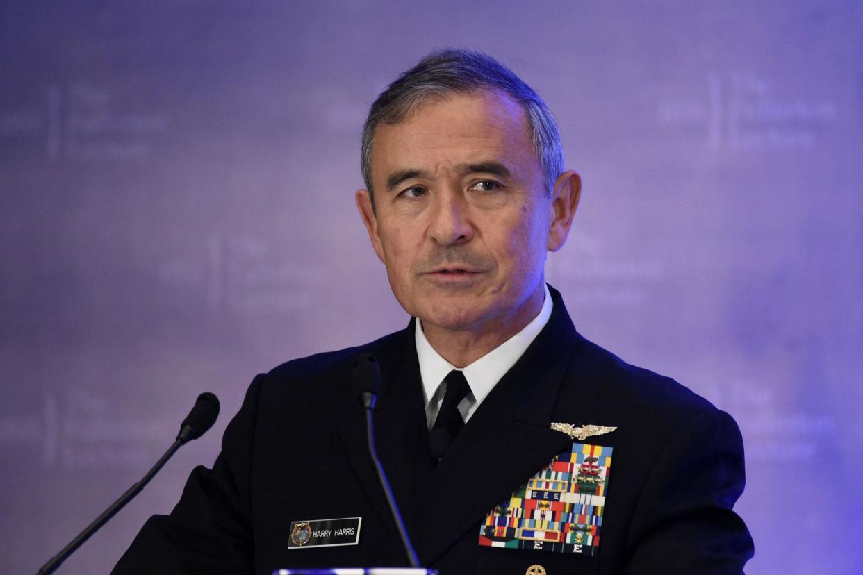 Harry Harris, the commander of US Pacific Command, has taken a hard line against Chinese military expansion: Getty Images