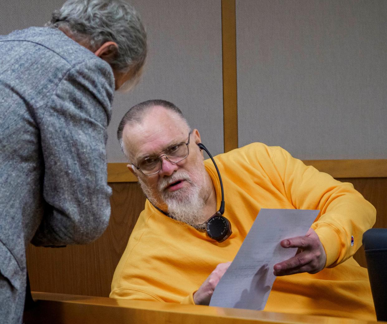 William “Wild Bill” Roberts goes over a document during his trial at the Lake County Courthouse in Tavares on Wednesday, March 30, 2022. [PAUL RYAN / CORRESPONDENT]