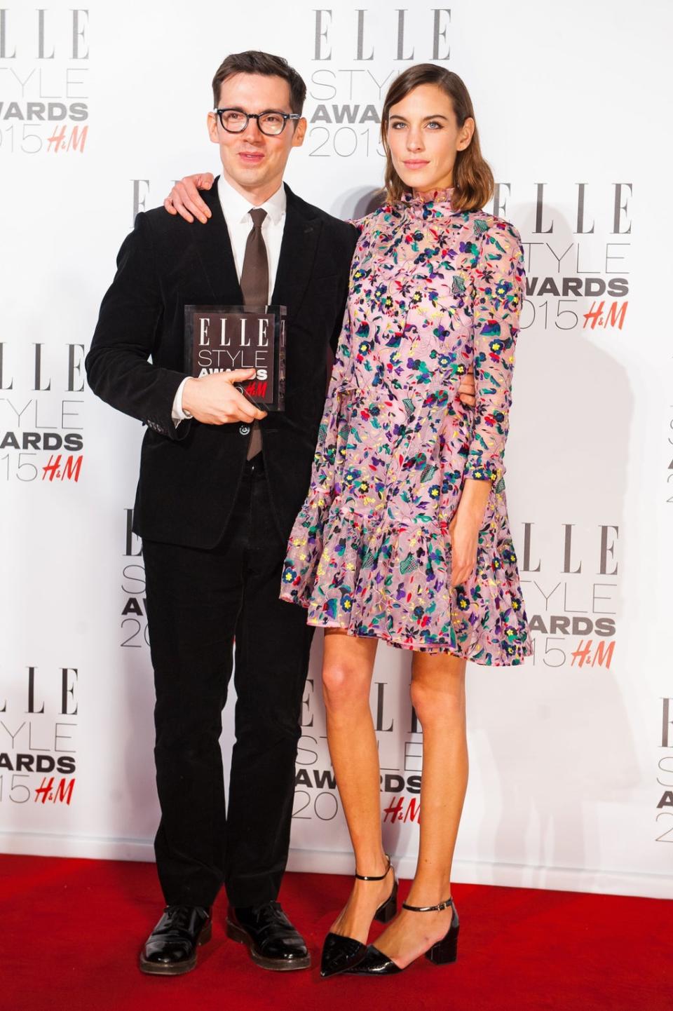 Erdem Moralioglu with Alexa Chung at the Elle Style Awards 2015 (Dominic Lipinski/PA) (PA Archive)