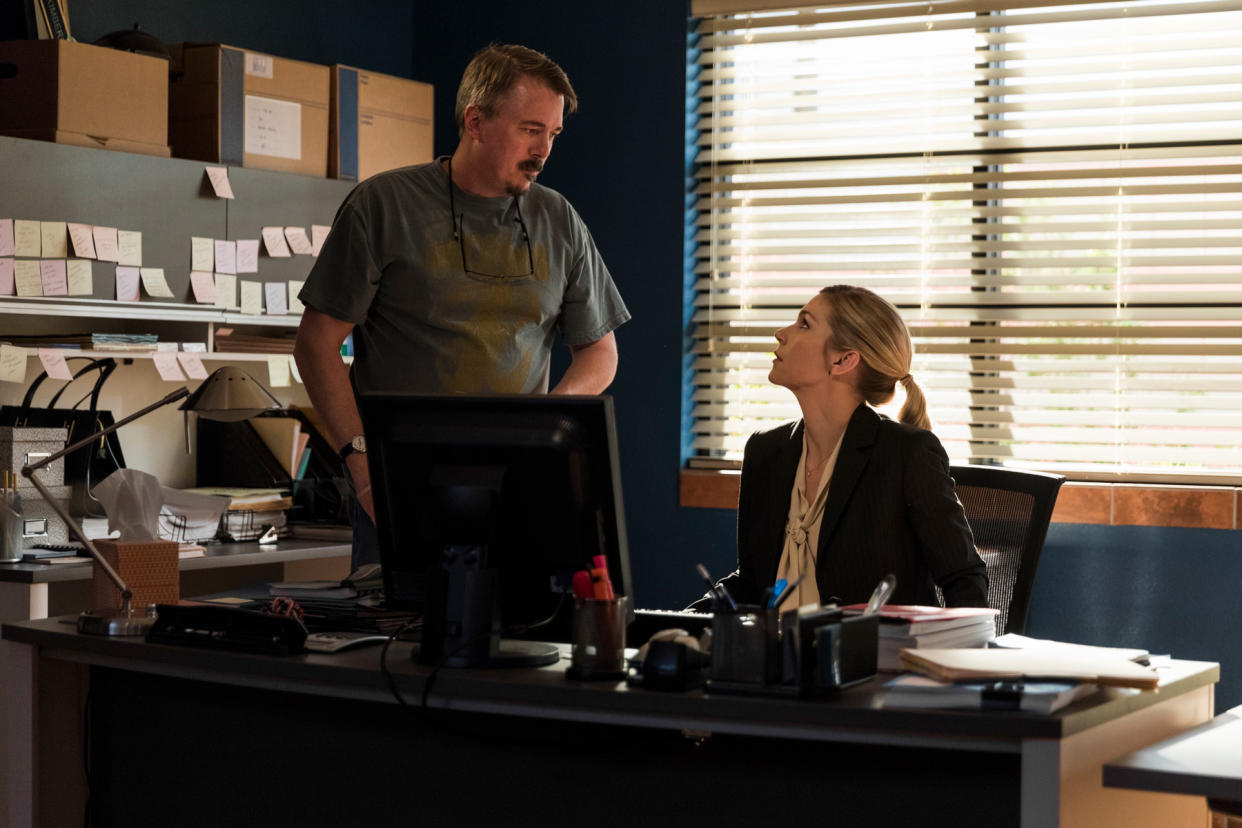 Vince Gilligan directing Rhea Seehorn in Season Three. - Credit: Michele K.Short/AMC/Sony Picture